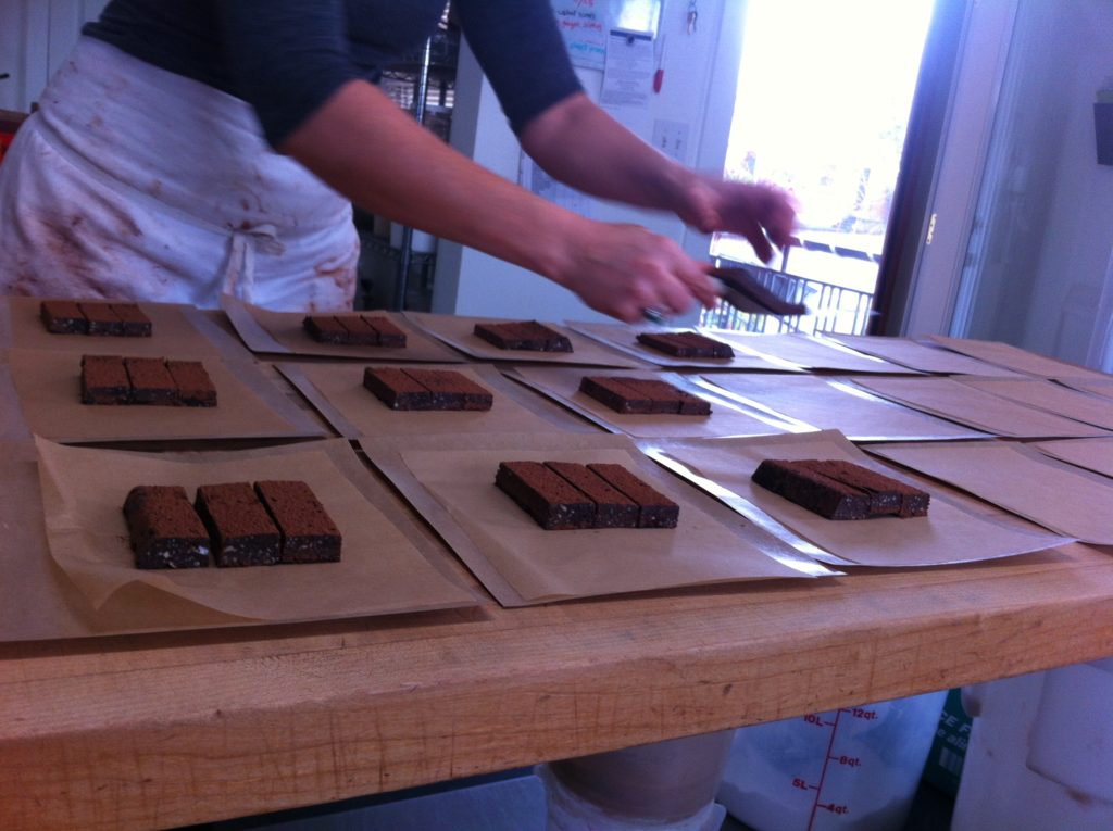 packaging fudge on table